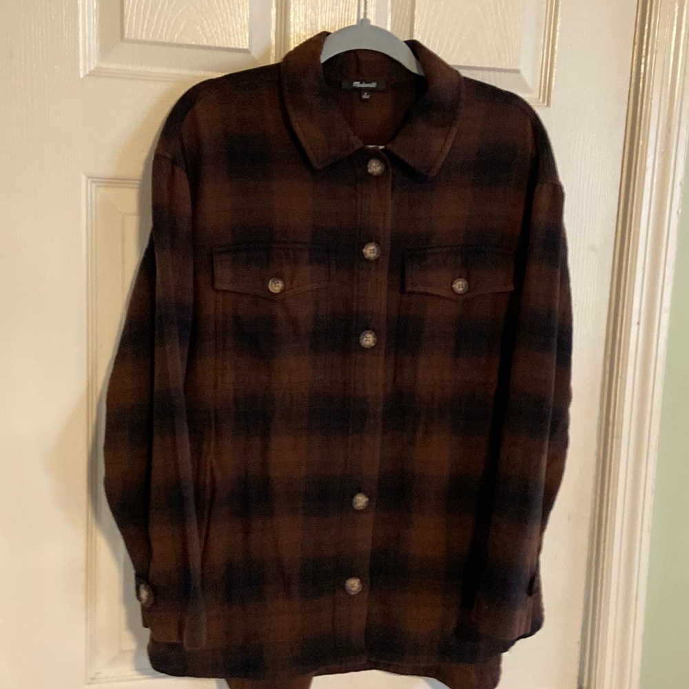 Madewell Brown Plaid Utility Jacket